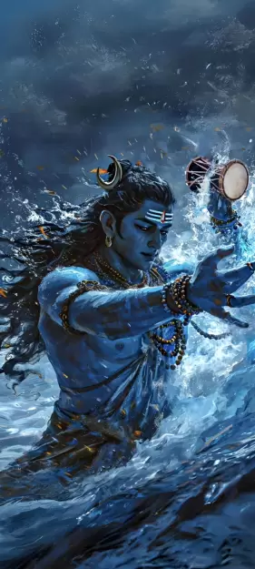  Lord Shiva Dancing in the Ocean with a Drum